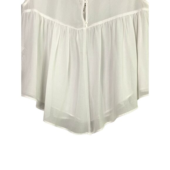 Zara TRF Sheer Sleeveless Lace Flowy Boho Blouse Button Eyelet Back S White - Picture 10 of 15